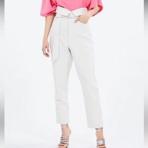 IRO Puzzled Pant Linen Beige Natural Cotton Folded Paper Bag High Rise 36 4 S